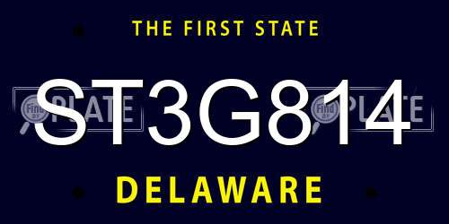 ST3G814 Delaware License Plate