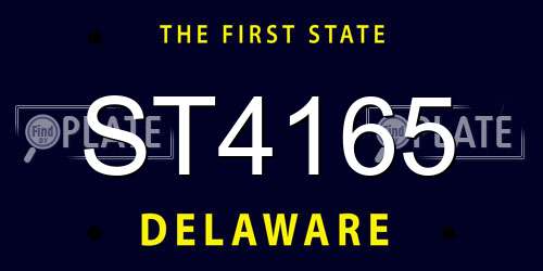 ST4165 Delaware License Plate