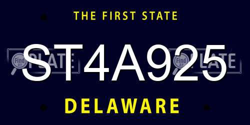 ST4A925 Delaware License Plate