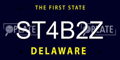 ST4B2Z Delaware License Plate