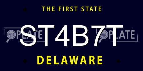ST4B7T Delaware License Plate