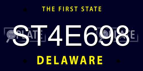 ST4E698 Delaware License Plate