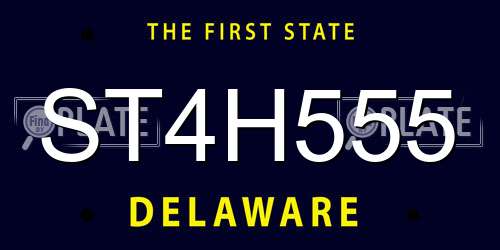 ST4H555 Delaware License Plate