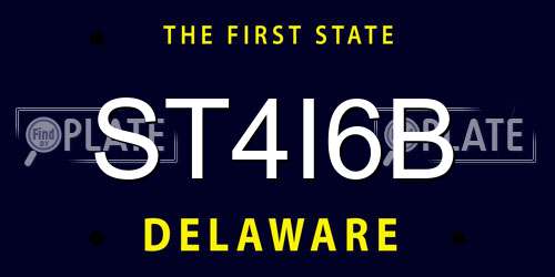 ST4I6B Delaware License Plate