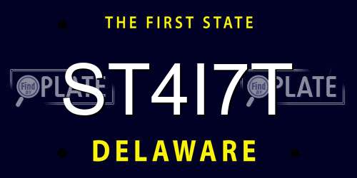 ST4I7T Delaware License Plate