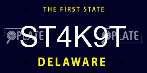 ST4K9T Delaware License Plate