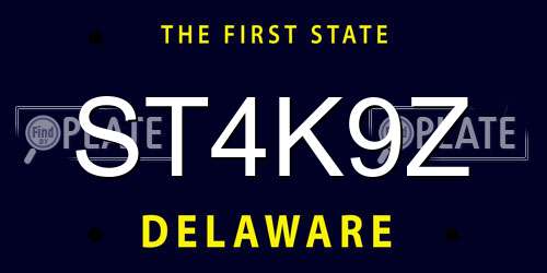 ST4K9Z Delaware License Plate