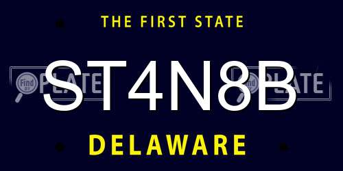 ST4N8B Delaware License Plate
