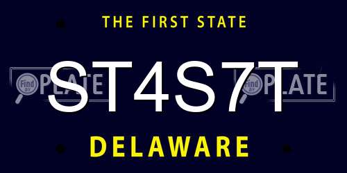 ST4S7T Delaware License Plate