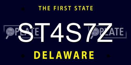 ST4S7Z Delaware License Plate