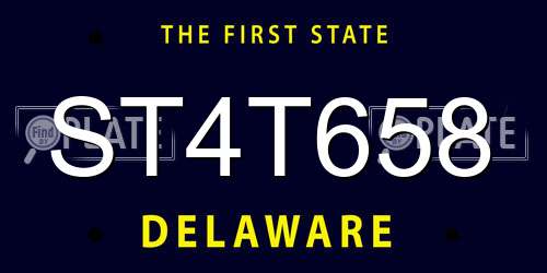 ST4T658 Delaware License Plate