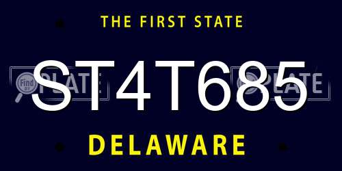 ST4T685 Delaware License Plate