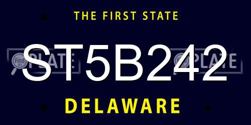ST5B242 Delaware License Plate