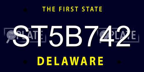 ST5B742 Delaware License Plate