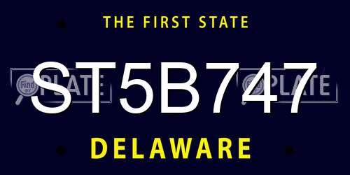 ST5B747 Delaware License Plate