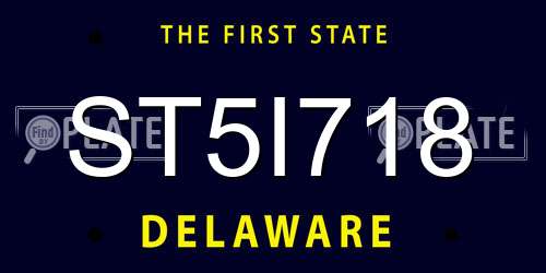 ST5I718 Delaware License Plate