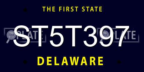ST5T397 Delaware License Plate