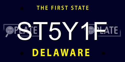 ST5Y1F Delaware License Plate