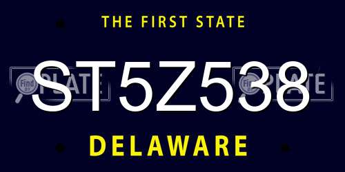 ST5Z538 Delaware License Plate