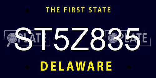 ST5Z835 Delaware License Plate