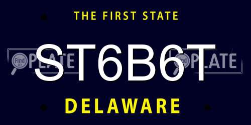 ST6B6T Delaware License Plate