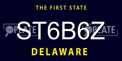 ST6B6Z Delaware License Plate