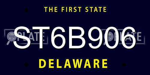 ST6B906 Delaware License Plate