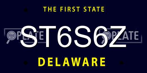 ST6S6Z Delaware License Plate