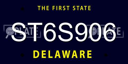 ST6S906 Delaware License Plate
