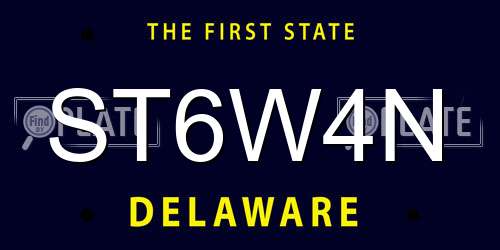 ST6W4N Delaware License Plate