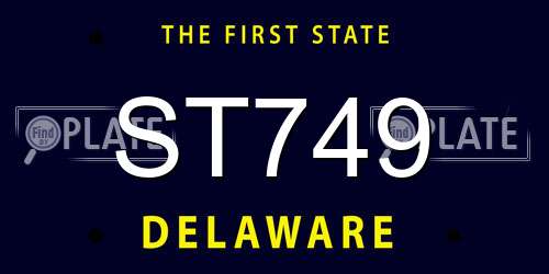 ST749 Delaware License Plate