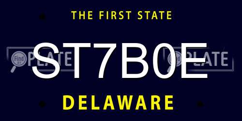 ST7B0E Delaware License Plate