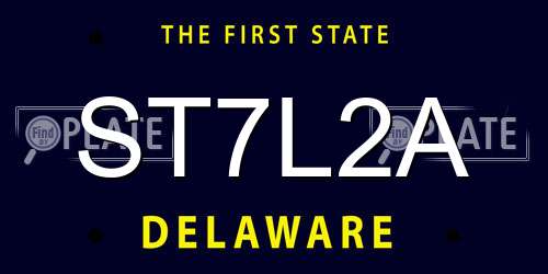 ST7L2A Delaware License Plate
