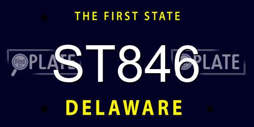 ST846 Delaware License Plate