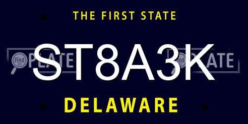 ST8A3K Delaware License Plate