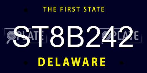 ST8B242 Delaware License Plate