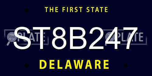 ST8B247 Delaware License Plate