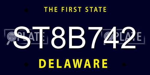 ST8B742 Delaware License Plate