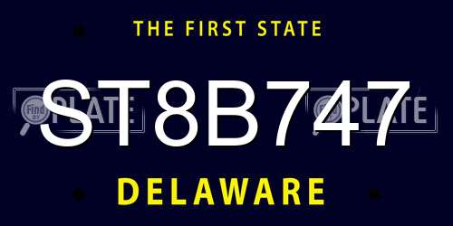 ST8B747 Delaware License Plate
