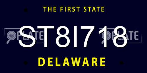 ST8I718 Delaware License Plate