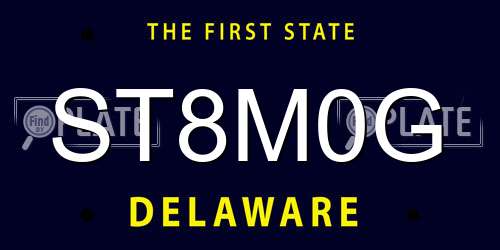 ST8M0G Delaware License Plate