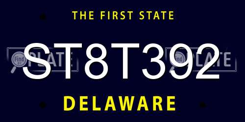 ST8T392 Delaware License Plate