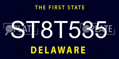 ST8T535 Delaware License Plate