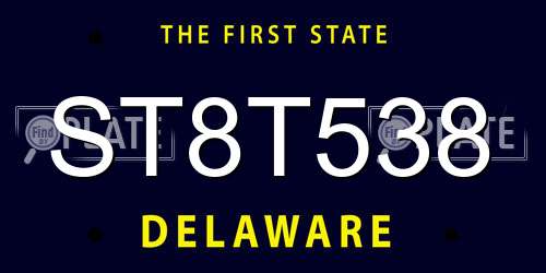 ST8T538 Delaware License Plate