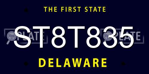 ST8T835 Delaware License Plate