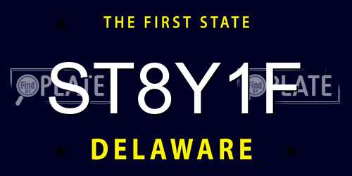 ST8Y1F Delaware License Plate