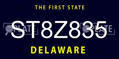 ST8Z835 Delaware License Plate
