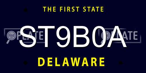 ST9B0A Delaware License Plate