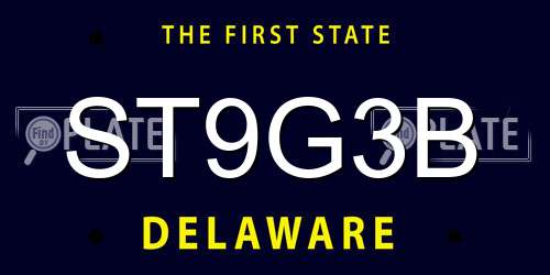 ST9G3B Delaware License Plate