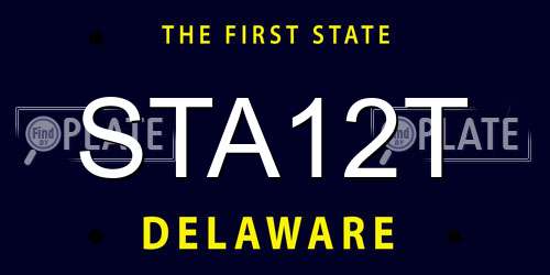 STA12T Delaware License Plate